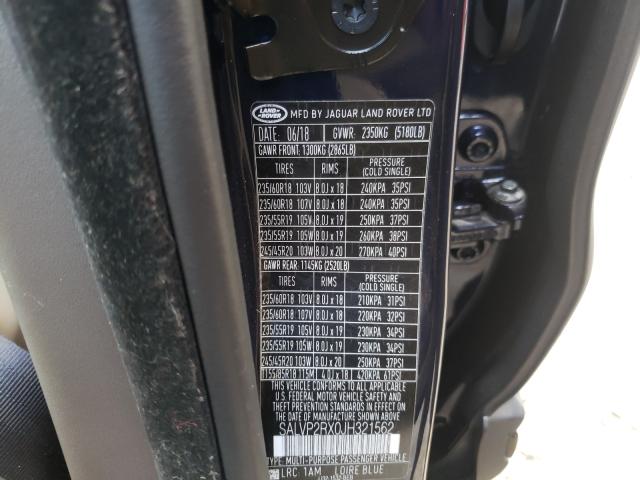 2018 LAND ROVER RANGE ROVE SALVP2RX0JH321562