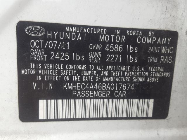 2011 HYUNDAI SONATA HYB KMHEC4A46BA017674
