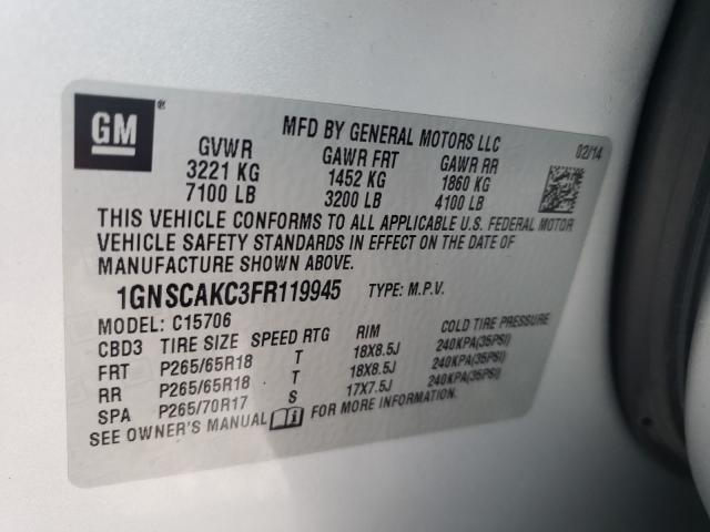 2015 CHEVROLET TAHOE C150 1GNSCAKC3FR119945
