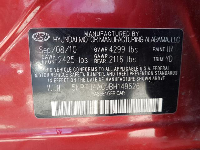 2011 HYUNDAI SONATA GLS 5NPEB4AC9BH149626
