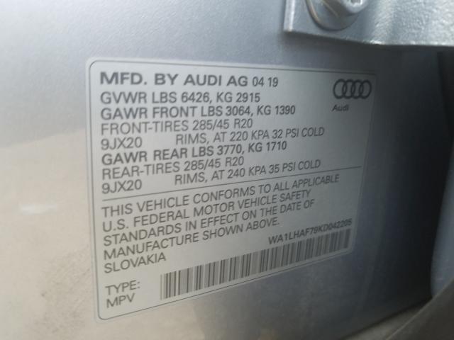 VIN WA1LHAF79KD042205 2019 Audi Q7, Premium Plus no.10