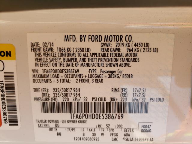 2014 FORD FUSION 1FA6P0HD0E5386769