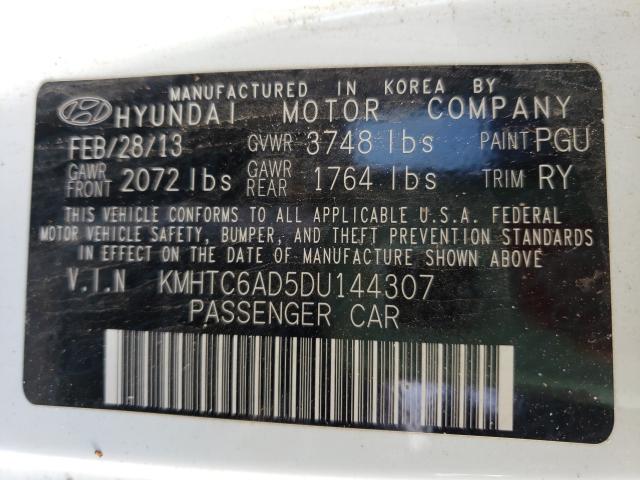 2013 HYUNDAI VELOSTER KMHTC6AD5DU144307