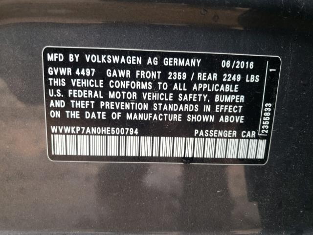 2017 VOLKSWAGEN CC SPORT WVWKP7AN0HE500794