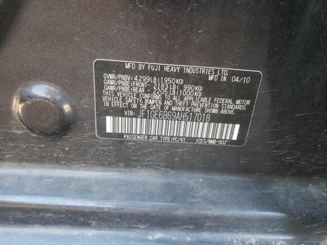 2010 SUBARU IMPREZA 2. JF1GE6B69AH517018