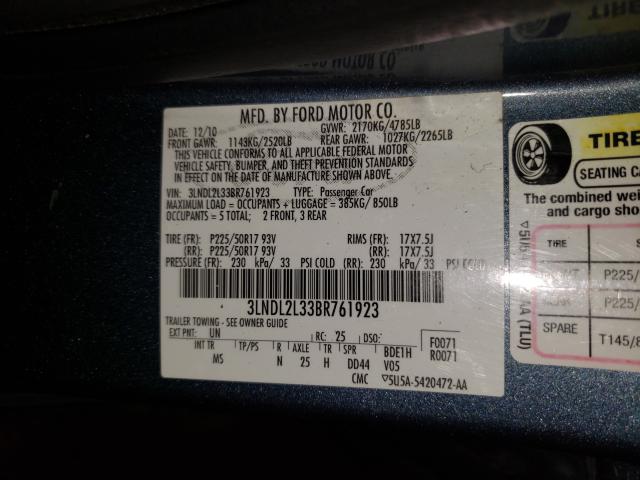 2011 LINCOLN MKZ HYBRID 3LNDL2L33BR761923