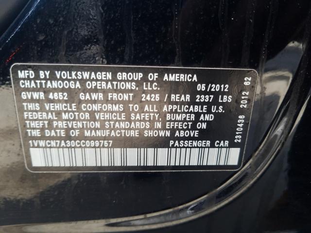 2012 VOLKSWAGEN PASSAT SEL 1VWCN7A30CC099757