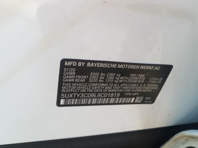 2020 BMW X3 SDRIVE3 5UXTY3C09L9C01819