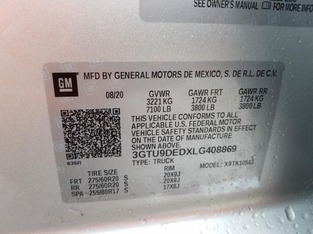 2020 GMC SIERRA K15 3GTU9DEDXLG408869
