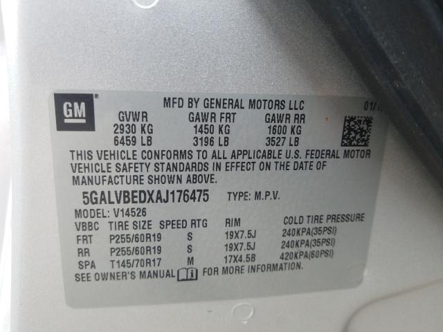 2010 BUICK ENCLAVE CX 5GALVBEDXAJ176475