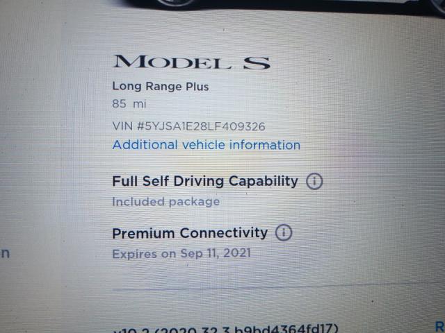 2020 TESLA MODEL S 5YJSA1E28LF409326