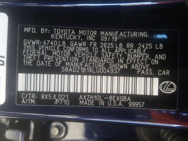 2020 LEXUS ES 300H 58AD21B1XLU004937
