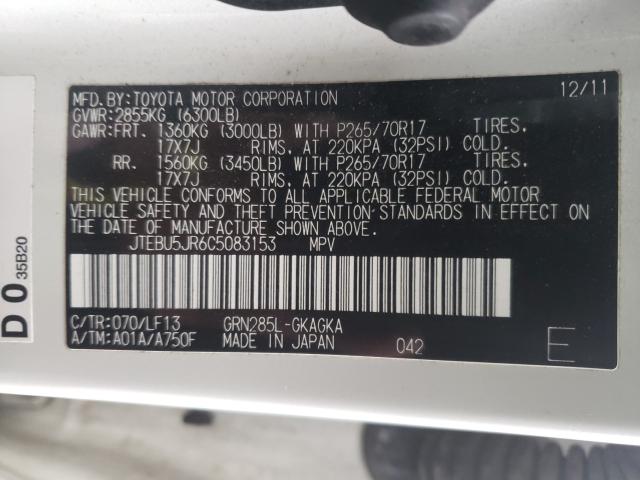 2012 TOYOTA 4RUNNER SR JTEBU5JR6C5083153