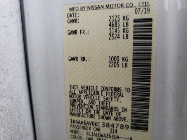 2019 NISSAN MAXIMA S 1N4AA6AV6KC384789