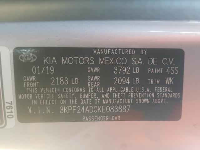 2019 KIA FORTE FE 3KPF24AD0KE083887
