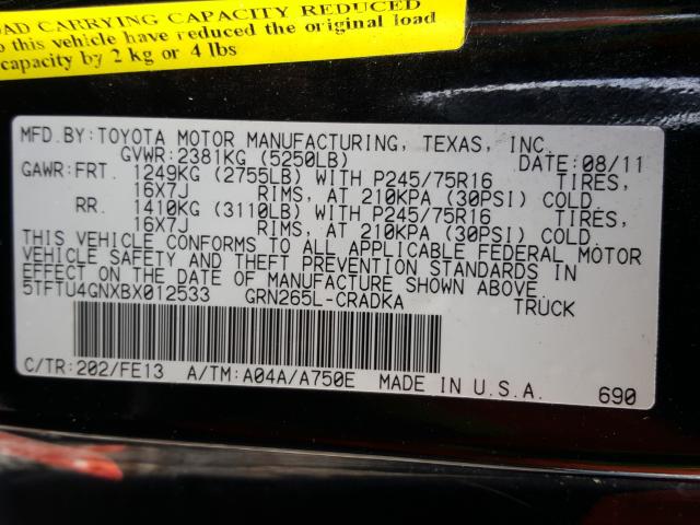 2011 TOYOTA TACOMA PRE 5TFTU4GNXBX012533