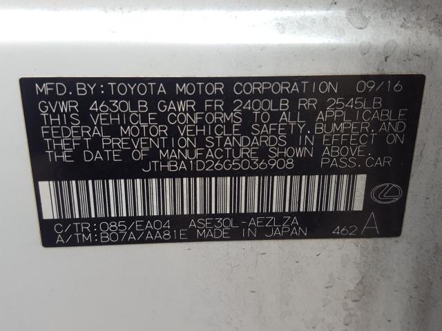 2016 LEXUS IS 200T - JTHBA1D26G5036908