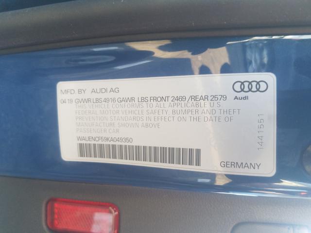 2019 AUDI A5 PREMIUM WAUENCF59KA049350