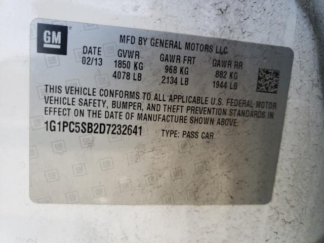 2013 CHEVROLET CRUZE LT - 1G1PC5SB2D7232641