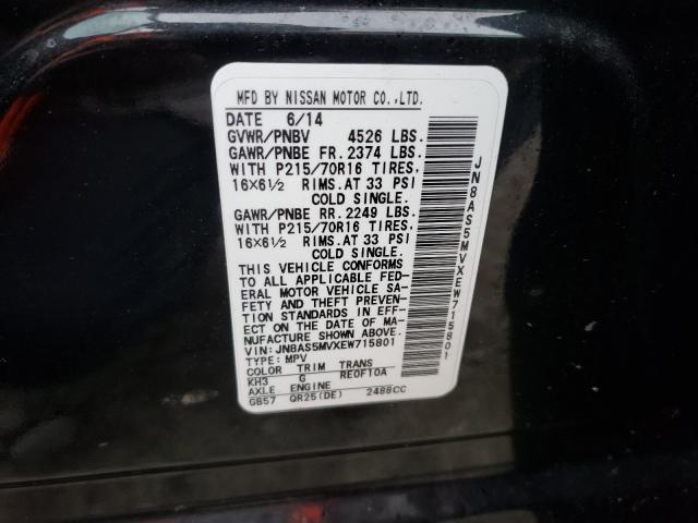 2014 NISSAN ROGUE SELE JN8AS5MVXEW715801