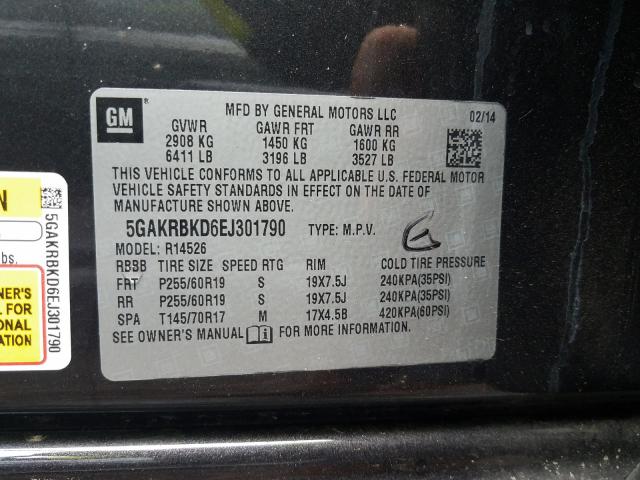 2014 BUICK ENCLAVE 5GAKRBKD6EJ301790