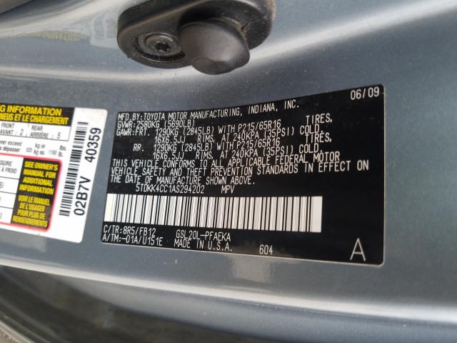 2010 TOYOTA SIENNA CE 5TDKK4CC1AS294202