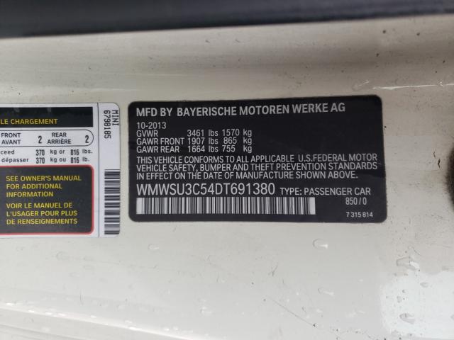 2013 MINI COOPER WMWSU3C54DT691380
