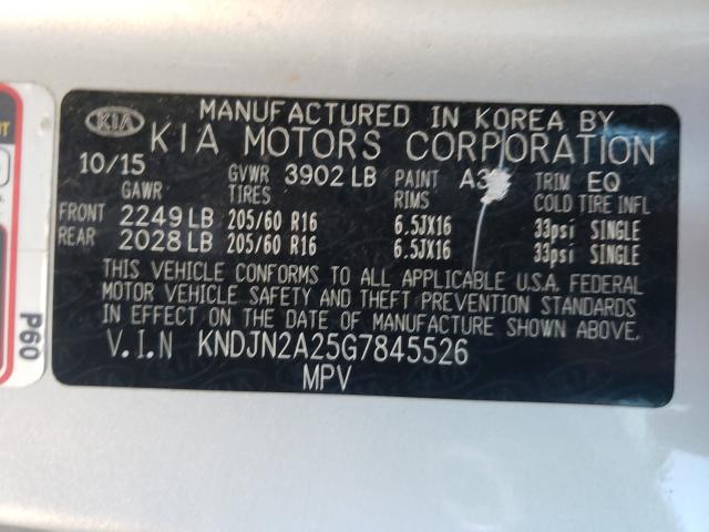 2016 KIA SOUL EV KNDJN2A25G7845526