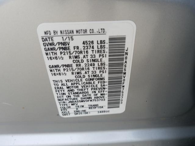 2015 NISSAN ROGUE SELE JN8AS5MV0FW753703