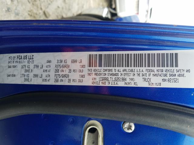 2018 RAM 1500 SLT 1C6RR6LT1JS251984