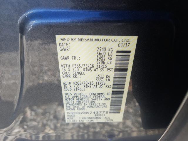 2017 NISSAN FRONTIER S 1N6DD0EV0HN743778