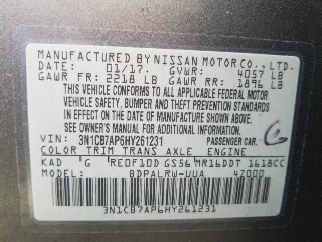 2017 NISSAN SENTRA SR 3N1CB7AP6HY261231