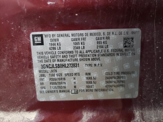 2017 CHEVROLET TRAX 1LT 3GNCJLSB8HL272831