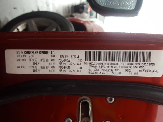 2010 DODGE RAM 1500 1D7RB1GP9AS182142