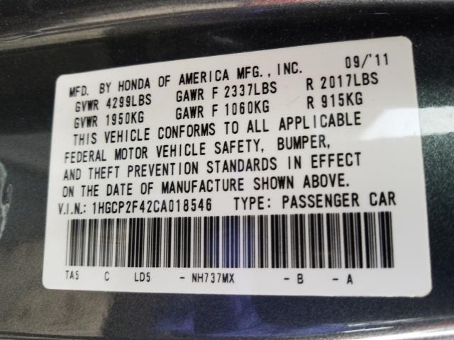 2012 HONDA ACCORD LXP 1HGCP2F42CA018546