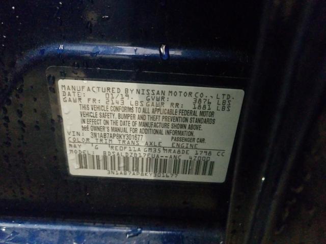 2019 NISSAN SENTRA S 3N1AB7AP8KY301677