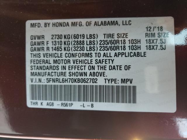 2019 HONDA ODYSSEY EX 5FNRL6H70KB062702