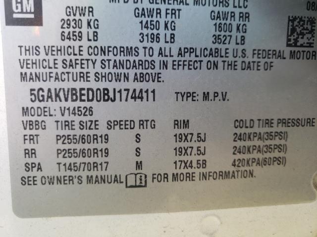 2011 BUICK ENCLAVE CX 5GAKVBED0BJ174411