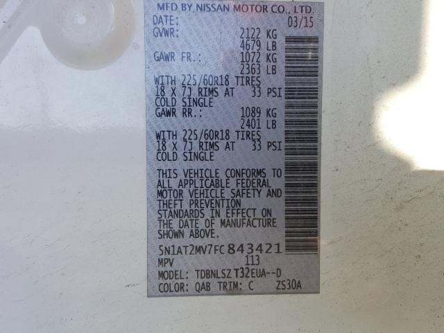 2015 NISSAN ROGUE S 5N1AT2MV7FC843421