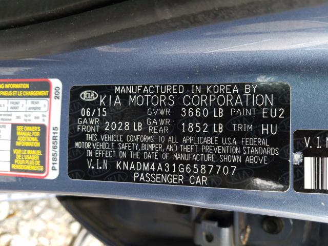 2016 KIA RIO LX KNADM4A31G6587707