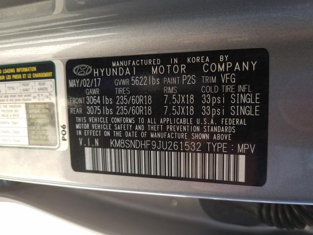 2018 HYUNDAI SANTA FE S KM8SNDHF9JU261532