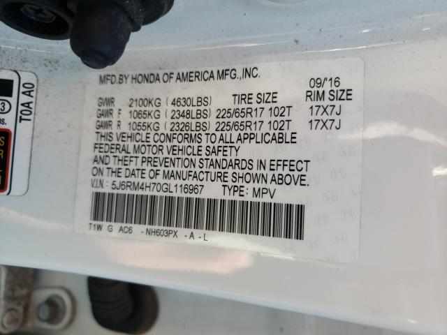 2016 HONDA CR-V 5J6RM4H70GL116967
