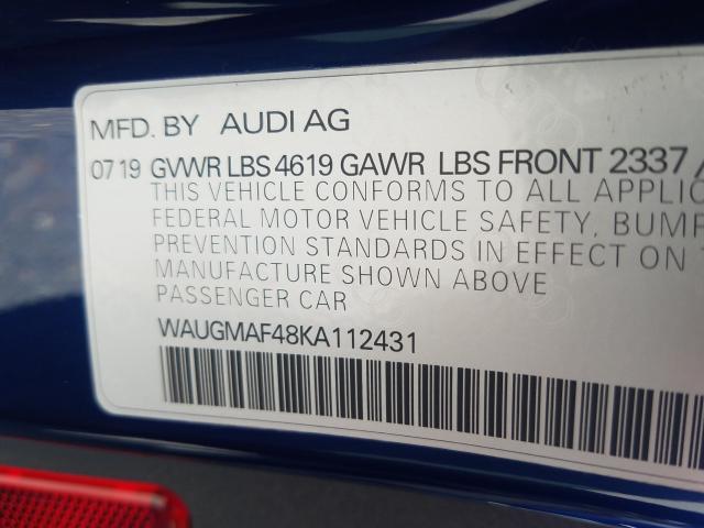 2019 AUDI A4 PREMIUM WAUGMAF48KA112431