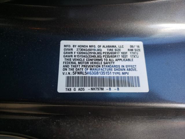 2016 HONDA ODYSSEY 5FNRL5H63GB135151