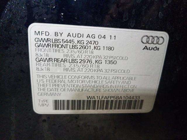 2011 AUDI Q5 PREMIUM WA1LFAFP5BA104433