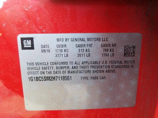 2017 CHEVROLET CRUZE LS 1G1BC5SM2H7118561