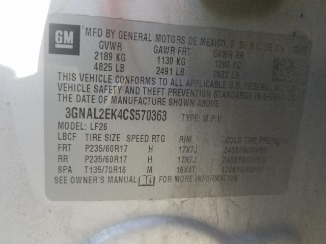 2012 CHEVROLET CAPTIVA SP 3GNAL2EK4CS570363