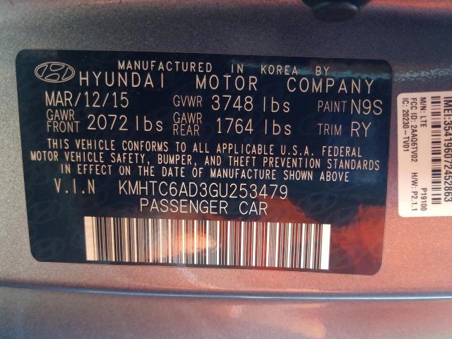 2016 HYUNDAI VELOSTER KMHTC6AD3GU253479