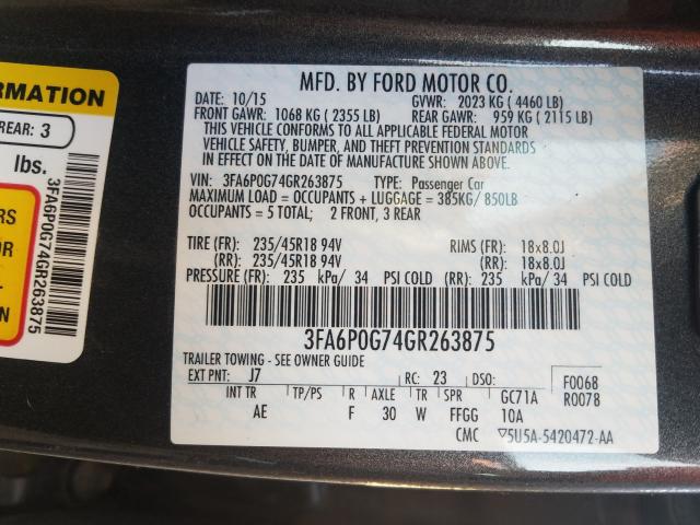 2016 FORD FUSION S 3FA6P0G74GR263875