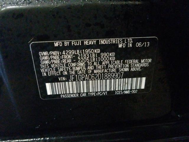 2013 SUBARU IMPREZA PR JF1GPAC62D1889907